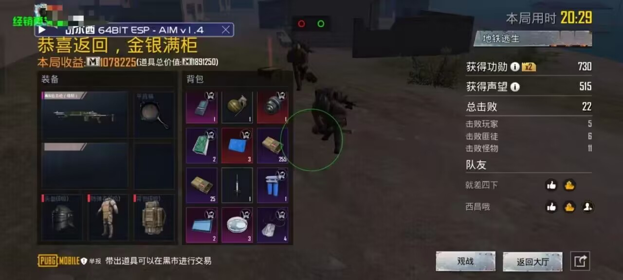 和平精英辅助【AI内核】方框透视 骨骼显示 人物射线 手持武器 触摸自瞄
